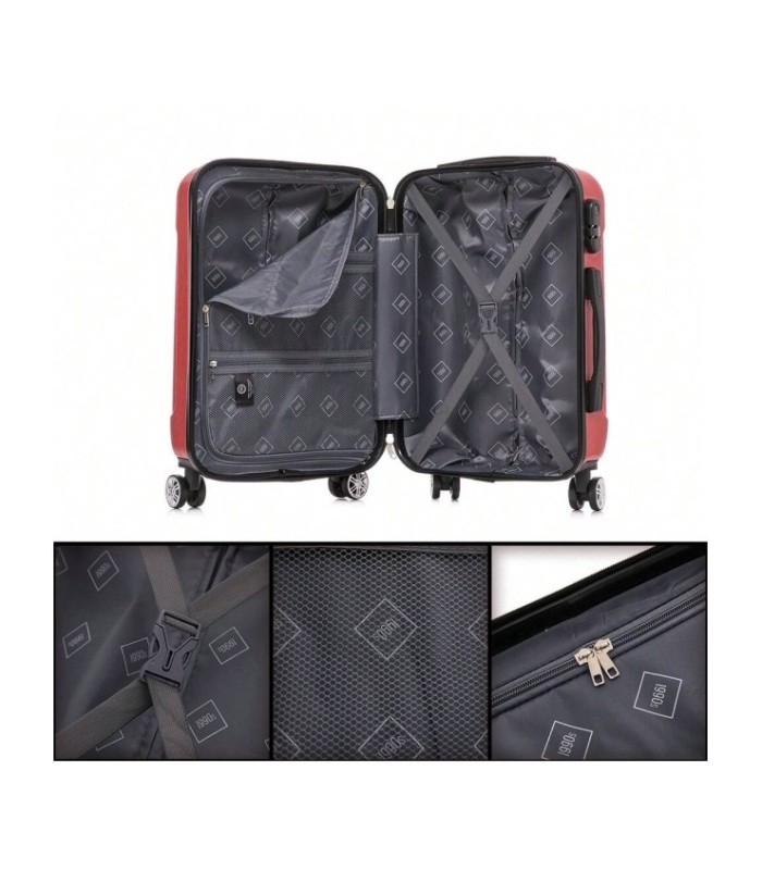 1990s Maleta de Cabina Policarbonato 55x39x21cm (40L) - 20 Pulgadas - Rojo