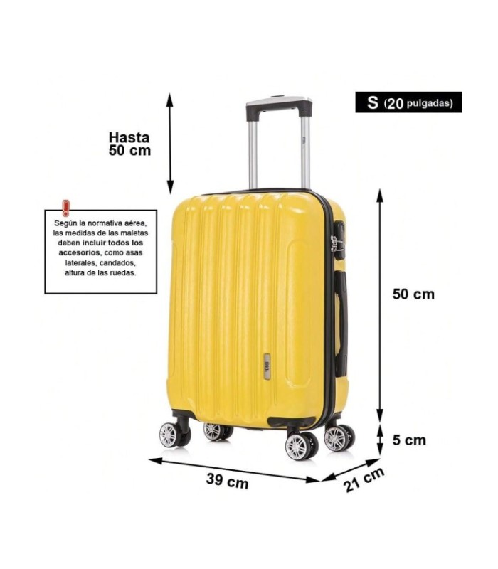 1990s Mala de cabine em policarbonato 55x40x20cm (40L) - 20 polegadas - Amarelo