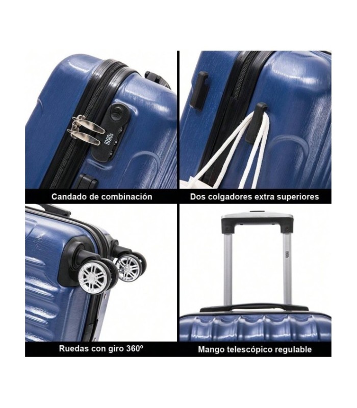 1990s Maleta de Cabina Policarbonato 55x39x21cm (40L) - 20 Pulgadas - AzulMarino