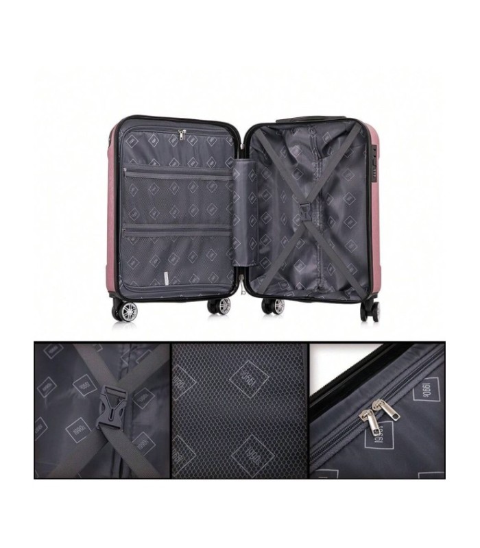1990s Maleta de Cabina 55x40x20cm (44L) Policarbonato - Maxima Capacidad - Candado Incrustada - 20 Pulgadas - RosaDorado