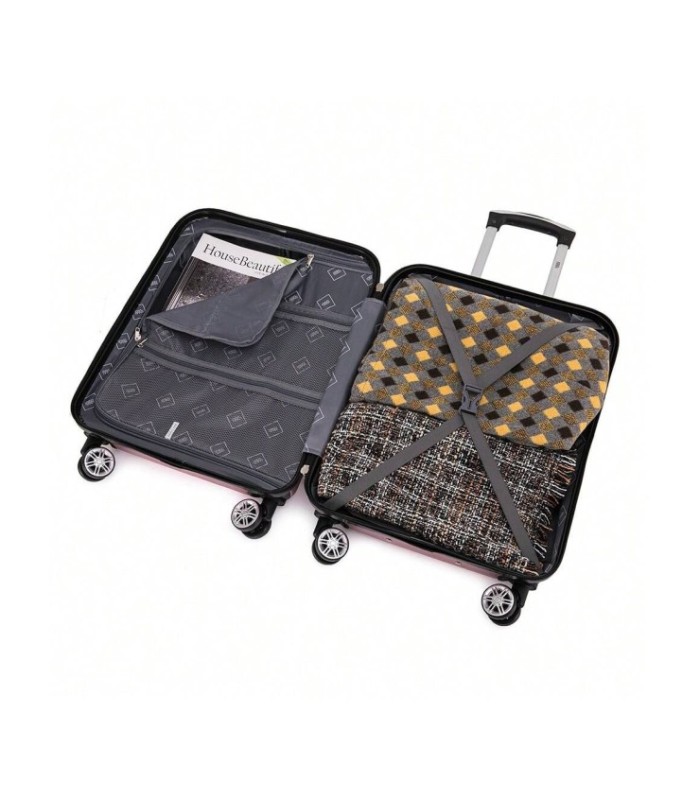 1990s Maleta de Cabina 55x40x20cm (44L) Policarbonato - Maxima Capacidad - Candado Incrustada - 20 Pulgadas - RosaDorado