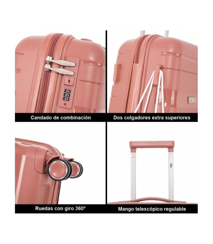 1990s Mala de cabine 55x38x22cm (44L) Polipropileno - Cadeado de encastrar - 20 polegadas - Ouro rosa
