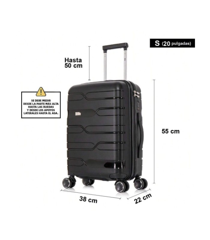 1990s Mala de cabine 55x38x22cm (44L) Polipropileno - Cadeado de encastrar - 20 polegadas - Preto