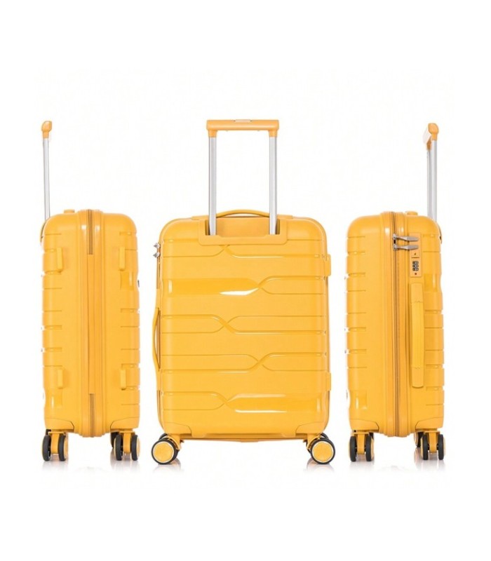 1990s Mala de cabine 55x38x22cm (44L) Polipropileno - Cadeado de encastrar - 20 polegadas - Amarelo