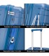 1990s Conjunto de mala expansível polipropileno 3 peças|Cabine 55x38x22cm|Médio 65cm|Grande 75cm - Azul-marinho