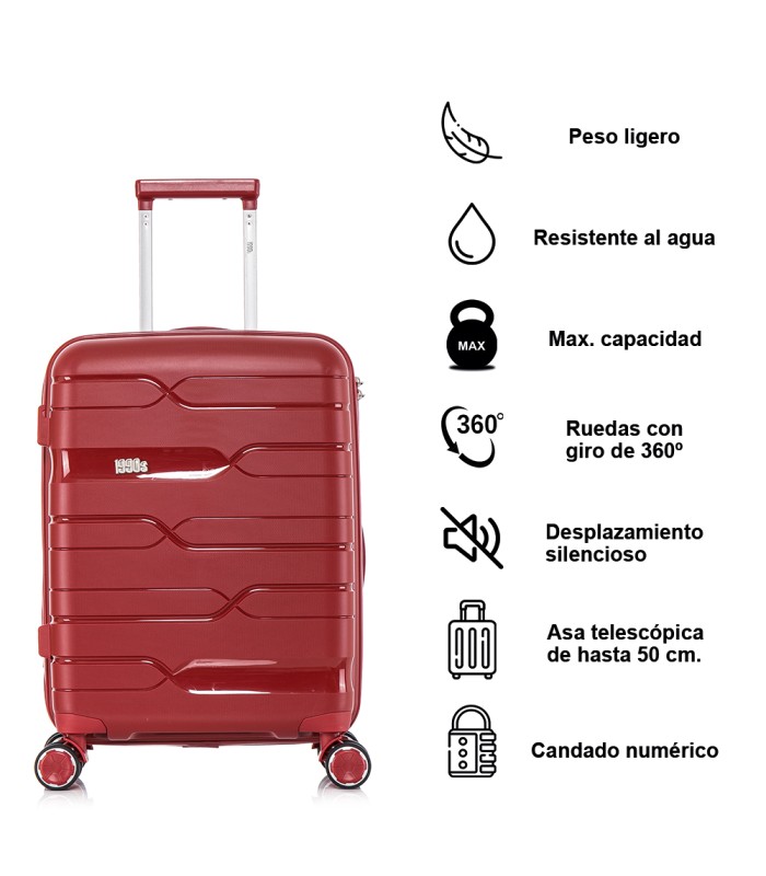 1990s Conjunto de mala expansível polipropileno 3 peças|Cabine 55x38x22cm|Médio 65cm|Grande 75cm - Bordéus