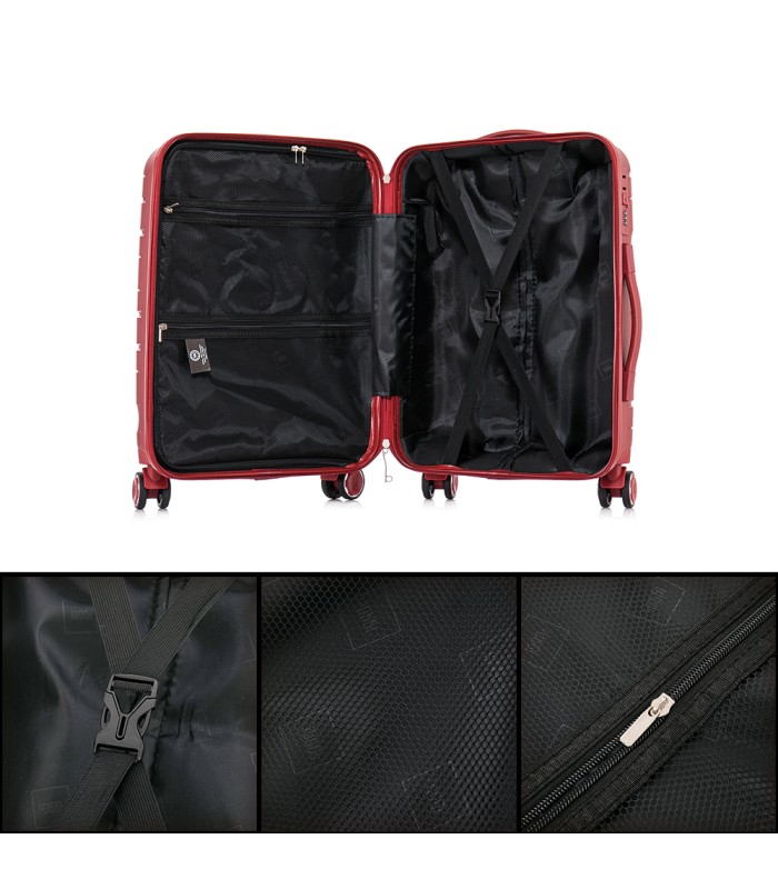 1990s Conjunto de mala expansível polipropileno 3 peças|Cabine 55x38x22cm|Médio 65cm|Grande 75cm - Bordéus