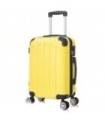 RAYKONG Maleta Cabina ABS 55x40x20cm (40L) - Trolley pequeña Equipaje de Mano - 4 Ruedas Dobles Giratorias 360ª - Amarillo