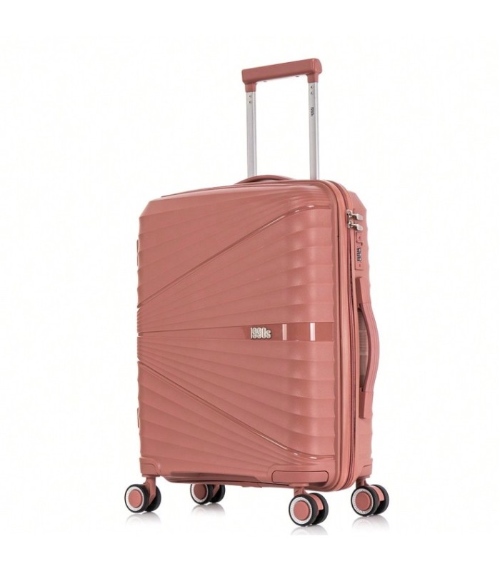 1990s Mala de cabine 55x39x21,5cm (46L) Polipropileno - Cadeado Embutido - 20 Polegadas - Ouro rosa