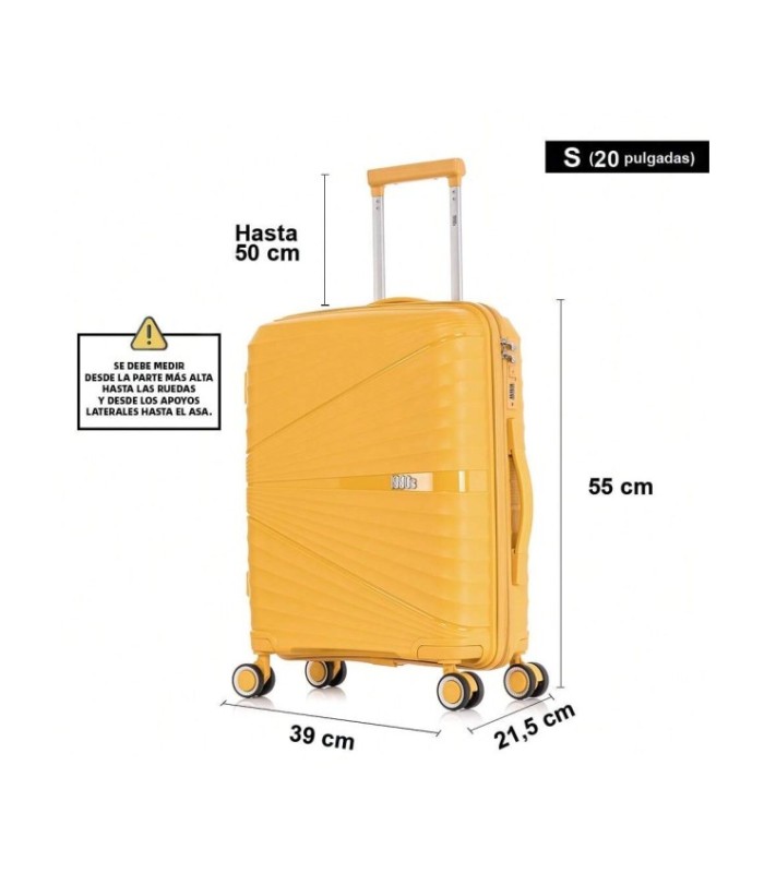1990s Mala de cabine 55x39x21,5cm (46L) Polipropileno - Cadeado Embutido - 20 Polegadas - Amarelo