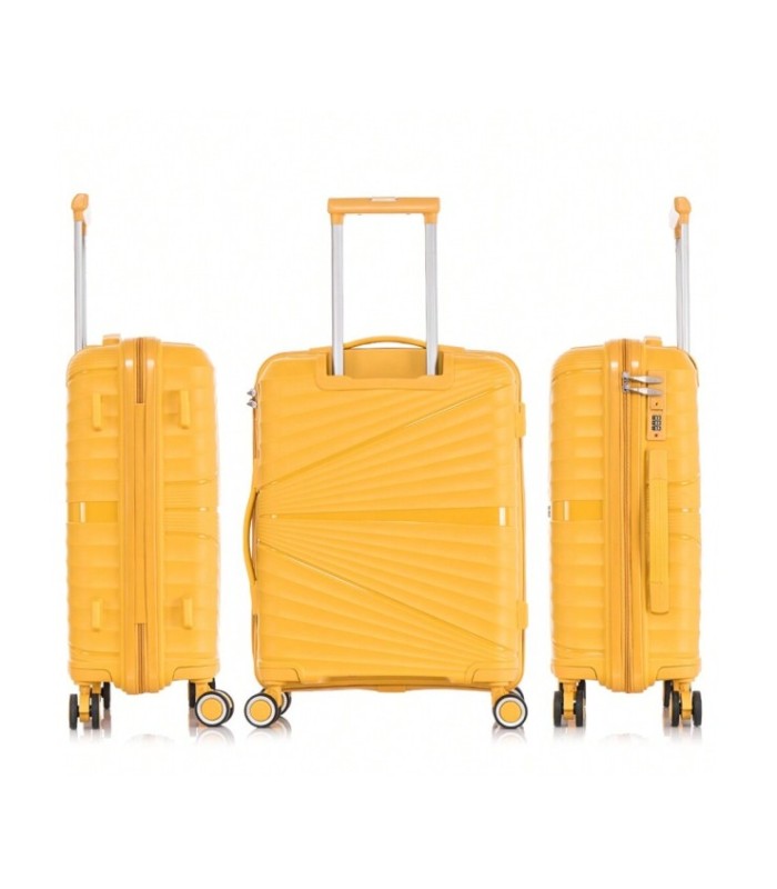 1990s Mala de cabine 55x39x21,5cm (46L) Polipropileno - Cadeado Embutido - 20 Polegadas - Amarelo