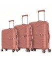 1990s Conjunto de mala expansível polipropileno 3 peças|Cabine 55x39x21,5cm|Média 65cm|Grande 75cm - Ouro rosa