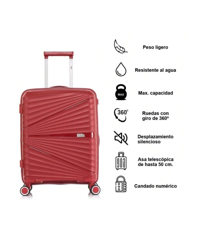 1990s Juego de Maletas expandibles Polipropileno 3 Pzas|Cabina 55x39x21.5cm|Mediana 65cm|Grande 75cm - Burdeos