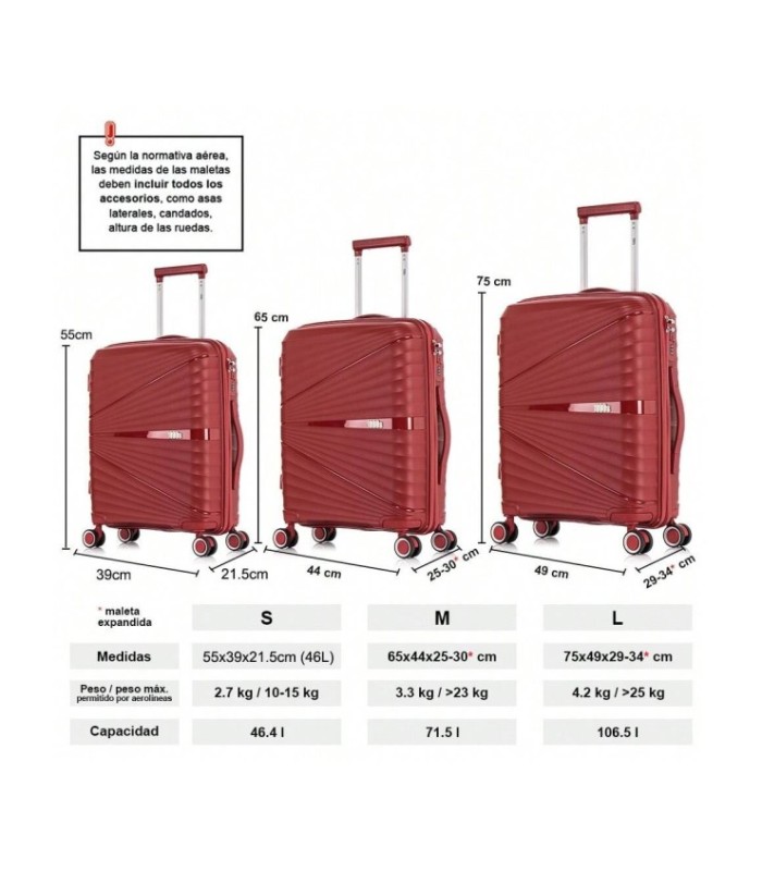 1990s Conjunto de mala expansível polipropileno 3 peças|Cabine 55x39x21,5cm|Média 65cm|Grande 75cm - Bordéus