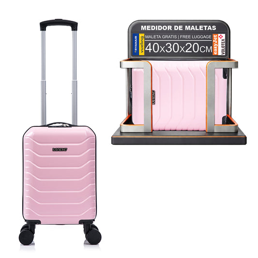 Maleta Cabina ABS 40x30x20(24L)| Maxima Capacidad con Ruedas Desmontables para Ryanair | Vueling - Rosa