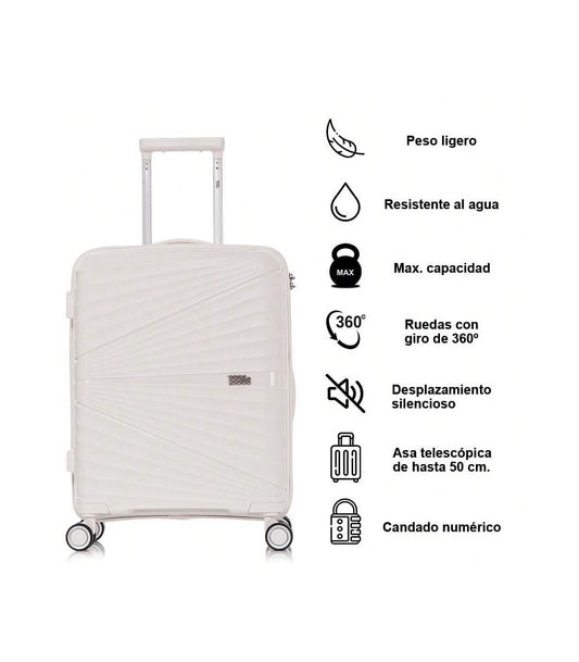 1990s Mala de Cabine 55x39x21,5 cm (46 L) | Polipropileno | Fecho Embutido | Branco