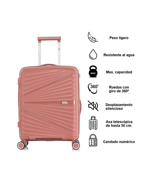 Maleta de Cabine 55x39x21,5 cm (46 L) | Polipropileno | Fecho com Segredo Integrado | Rosa Dourado