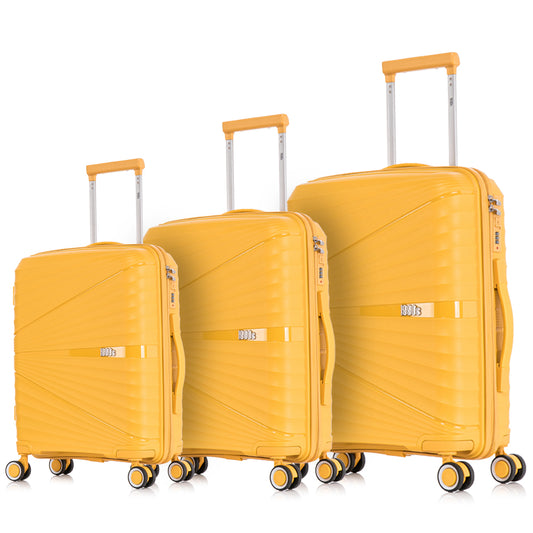 Juego de Maletas Expandibles Polipropileno 3 Piezas | Cabina 55cm + Mediana 65cm + Grande 75cm | Amarillo