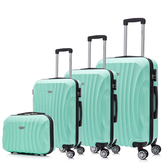 Juego de Maletas ABS Rígida 4 Piezas | Cabina 55cm + Mediana 68cm + Grande 78cm + Neceser | Menta