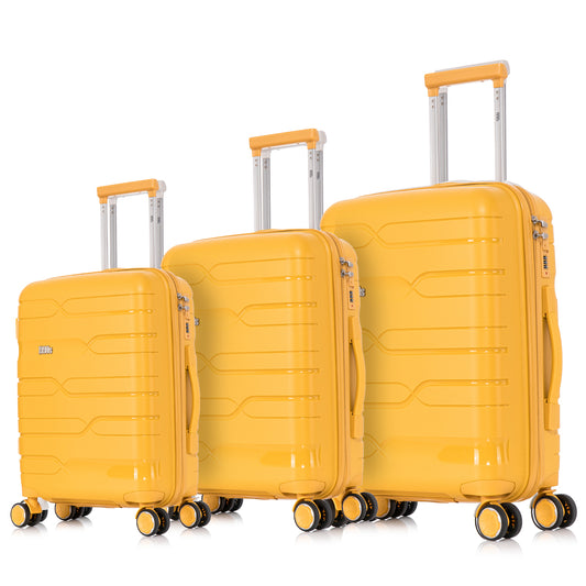 Juego de Maletas Expandibles Polipropileno 3 Piezas | Cabina 55cm + Mediana 65cm + Grande 75cm | Amarillo