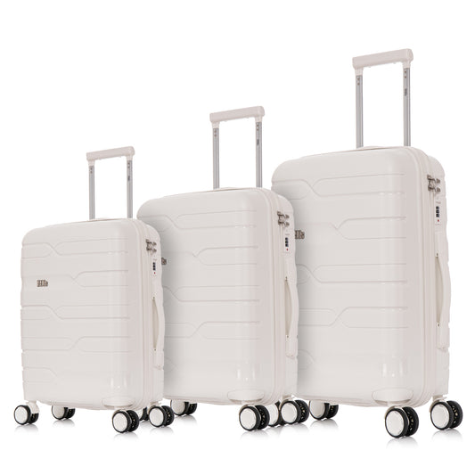 Juego de Maletas Expandibles Polipropileno 3 Piezas | Cabina 55cm + Mediana 65cm + Grande 75cm | Blanco