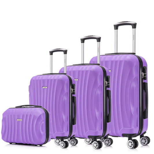Conjunto de Malas Rígidas em ABS 4 Peças | Cabine 55cm + Média 68cm + Grande 78cm + Nécessaire | Roxa