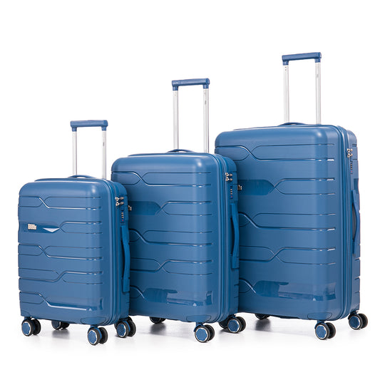 Juego de Maletas Expandibles Polipropileno 3 Piezas | Cabina 55cm + Mediana 65cm + Grande 75cm | AzulMarino