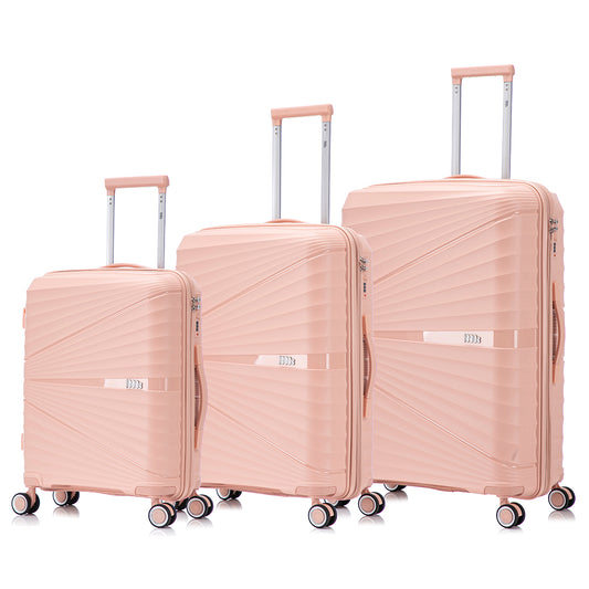 Juego de Maletas Expandibles Polipropileno 3 Piezas | Cabina 55cm + Mediana 65cm + Grande 75cm | Rosa