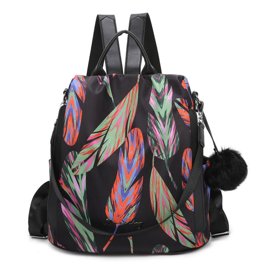 Mochila Antirrobo Impermeable para Mujer (13L) | Convertible en Bolso | Plumas