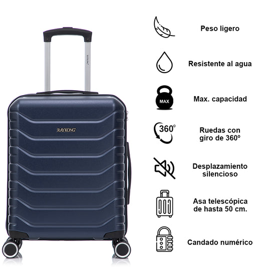 Maleta de Cabina 55x40x20cm Policarbonato (40L) + Neceser - Azul Marino