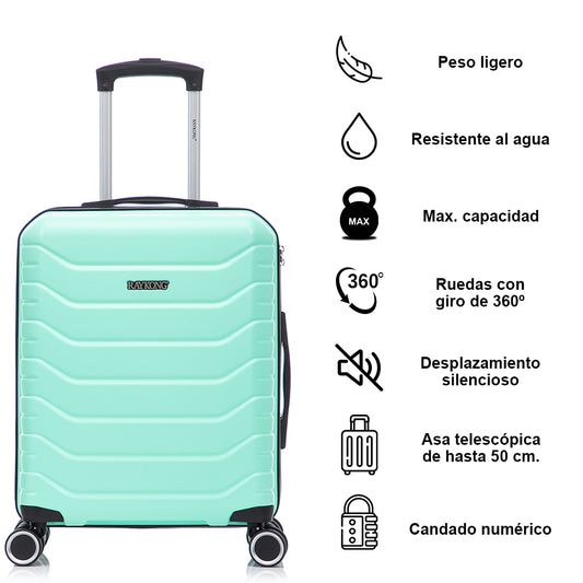 Maleta de Cabina 55x40x20cm Policarbonato (40L) + Neceser - Menta