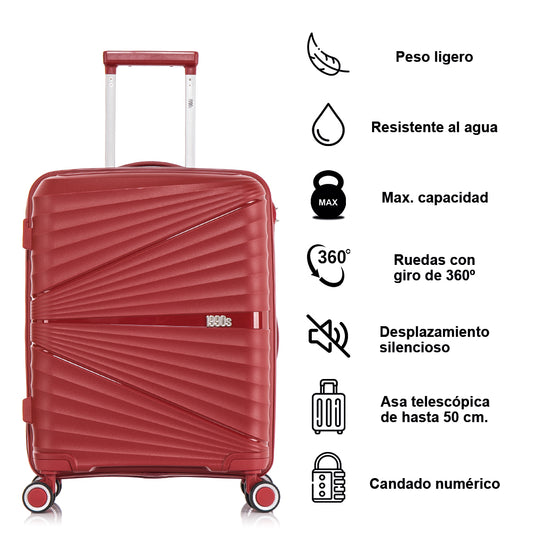 Maleta Grande Expandible Polipropileno 75cm (117L) | Burdeos