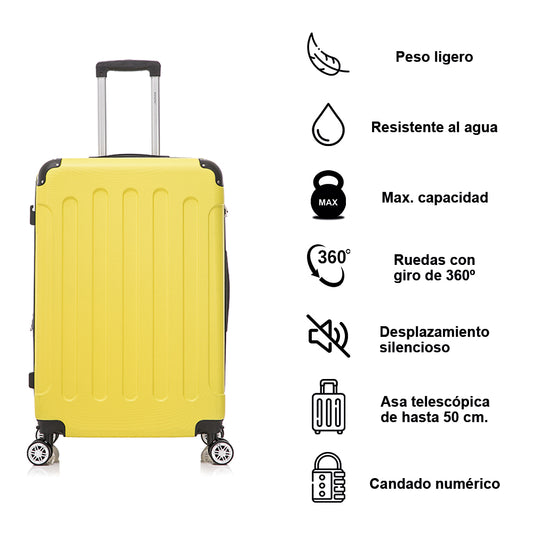 Maleta Mediana ABS 66x43x25cm (71L) | 24 Pulgadas | Amarillo