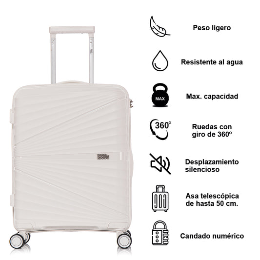 Maleta Grande Expandible Polipropileno 75cm (117L) | Blanco