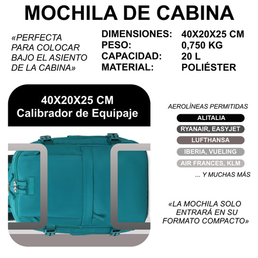 Mochila de Cabina Ryanair 40x20x25cm (20L) - Verde