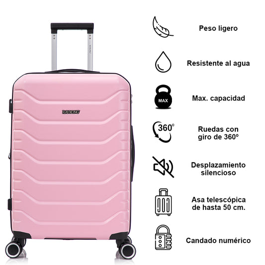 Mala Média Expansível ABS+PC 66x45x27,50 cm - Rosa