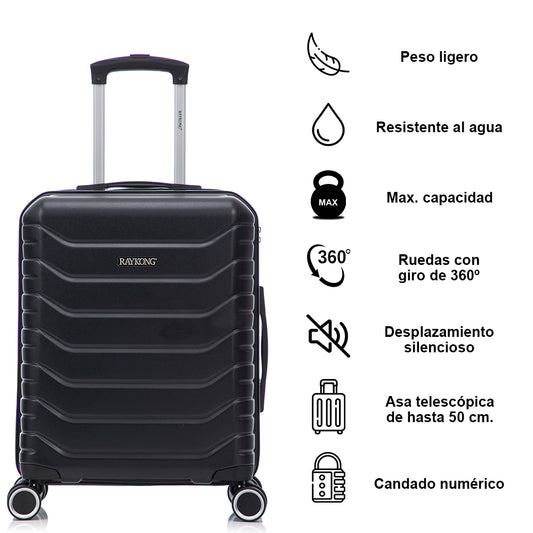 Maleta de Cabina 55x40x20cm Policarbonato (40L) + Neceser - Negro
