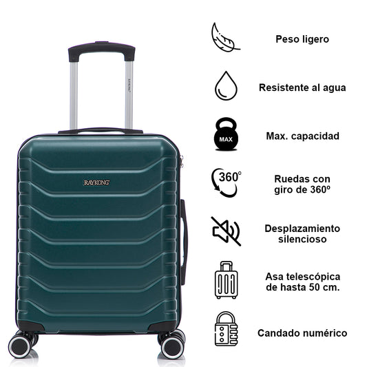 Maleta de Cabina 55x40x20cm Policarbonato (40L) + Neceser - Verde