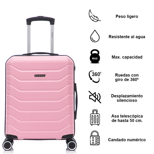 Maleta de cabina 55x40x20cm ABS+Policarbonato (40L) - Rosa Claro