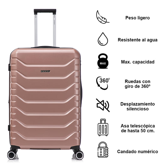 Mala Média Expansível ABS+PC 66x45x27,50 cm - Rosa Dourado