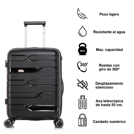 Maleta Grande Expandible Polipropileno 75cm (117L) | Negro