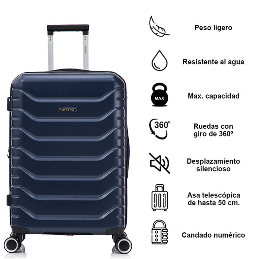 Mala Média Expansível ABS+PC 66x45x27,50 cm - Azul-marinho