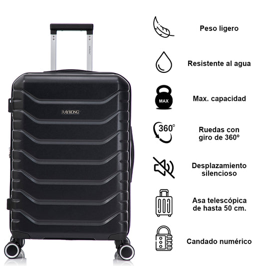 Mala Média Expansível ABS+PC 66x45x27,50 cm - Preta