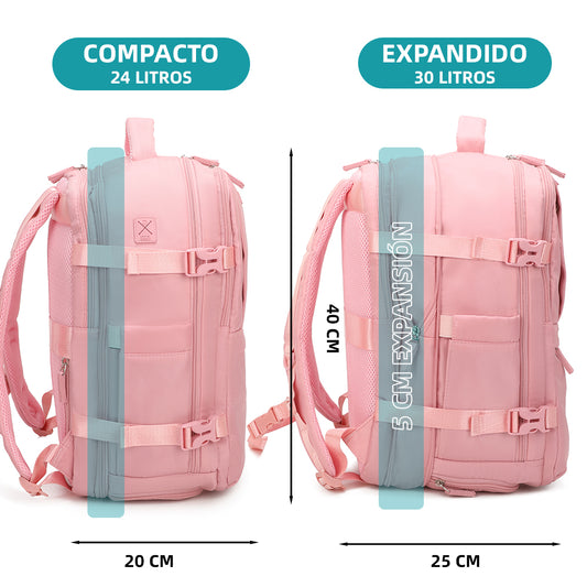 Mochila de Cabine Expansível 40x30x20-25cm (30L) - Rosa