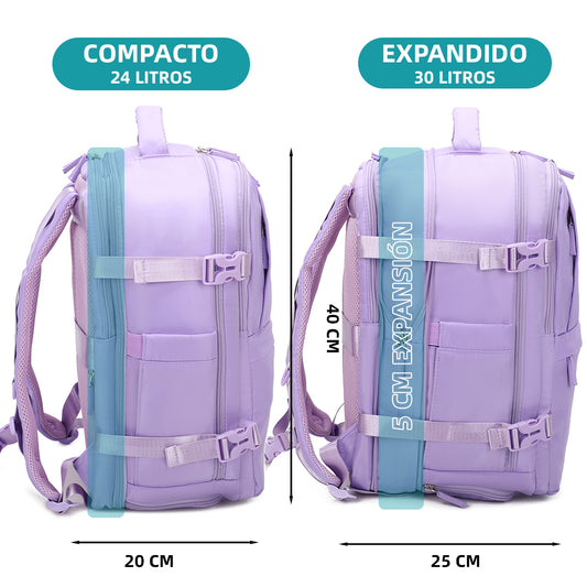 Mochila de Cabina Expansível 40x30x20-25cm (30L) - Roxo