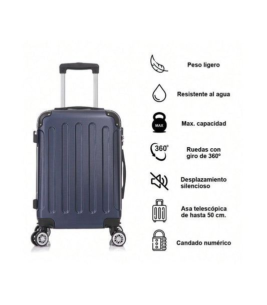 Maleta Cabina ABS 55x40x20cm (40L) | Trolley Equipaje de Mano | 4 Ruedas 360º | Azul Marino