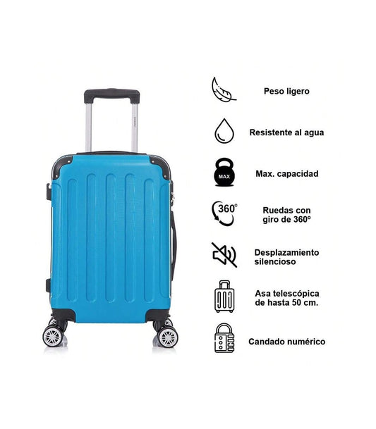 Maleta Cabina ABS 55x40x20cm (40L) | Trolley Equipaje de Mano | 4 Ruedas 360º | Turquesa