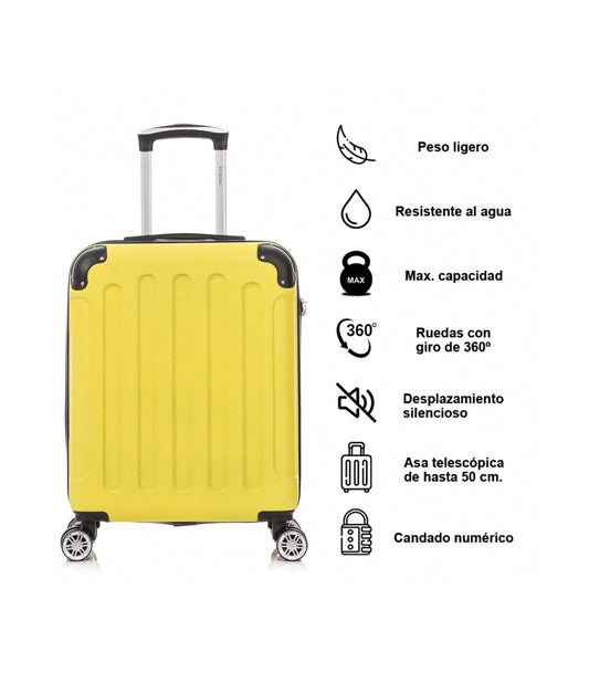 Maleta Cabina ABS 55x40x20cm (44L) | Máxima Capacidad | Candado Incrustado | Amarillo