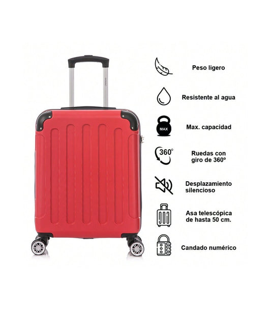 Maleta Cabina ABS 55x40x20cm (44L) | Máxima Capacidad | Candado Incrustado | Rojo