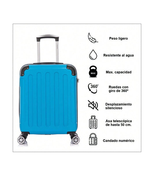 Maleta Cabina ABS 55x40x20cm (44L) | Máxima Capacidad | Candado Incrustado | Turquesa